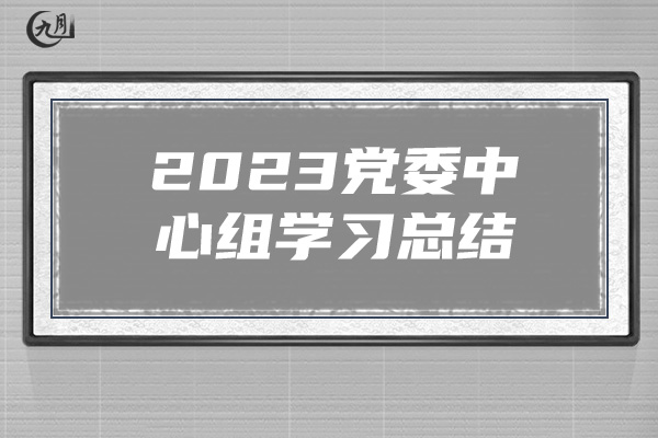 2023党委中心组学习总结