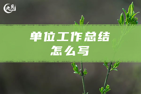 单位工作总结怎么写